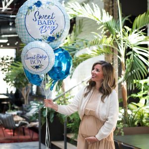 Sweet Baby Boy Baby in Bloom Foil Balloon Bouquet. 5pc