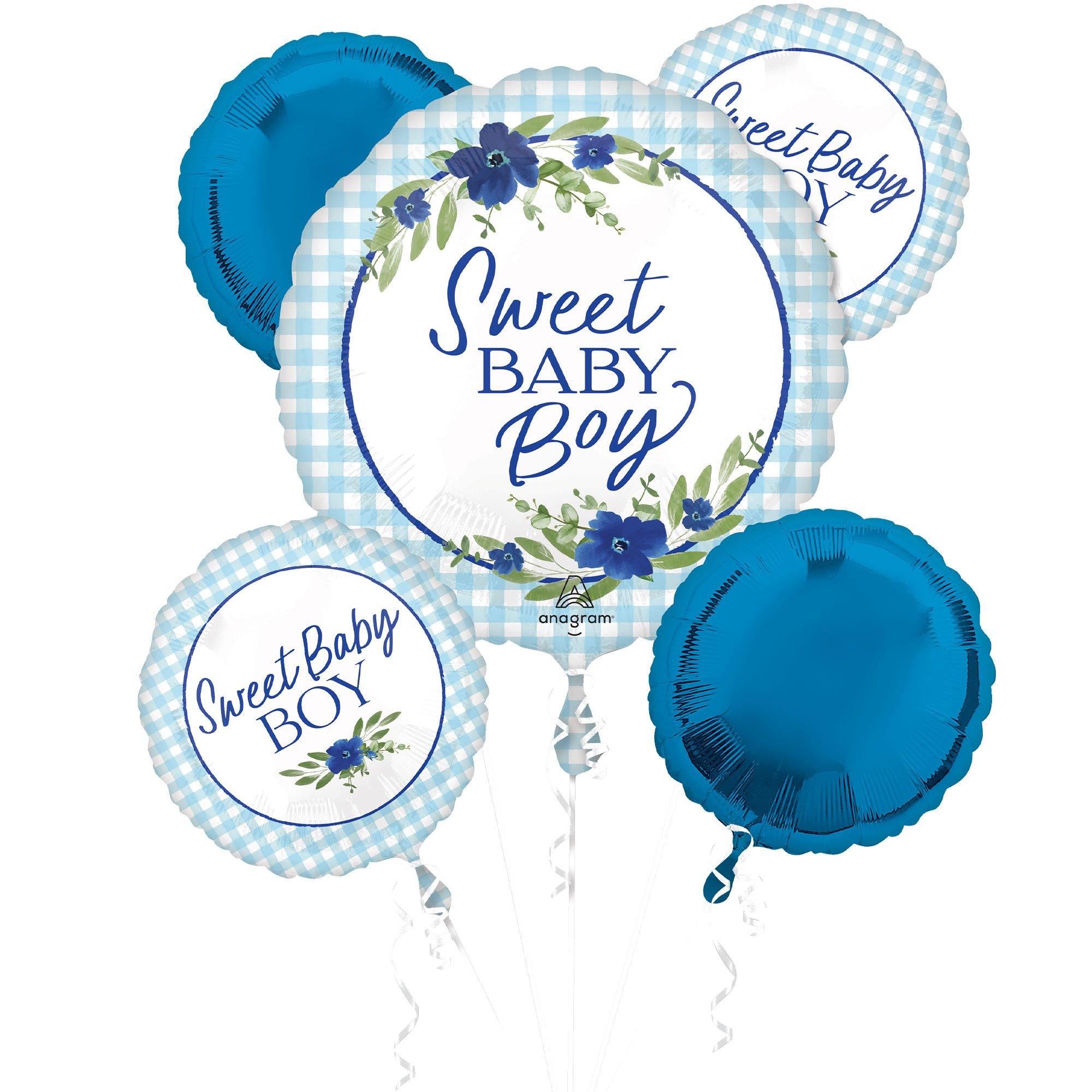 Sweet Baby Boy Baby in Bloom Foil Balloon Bouquet. 5pc - Image 2