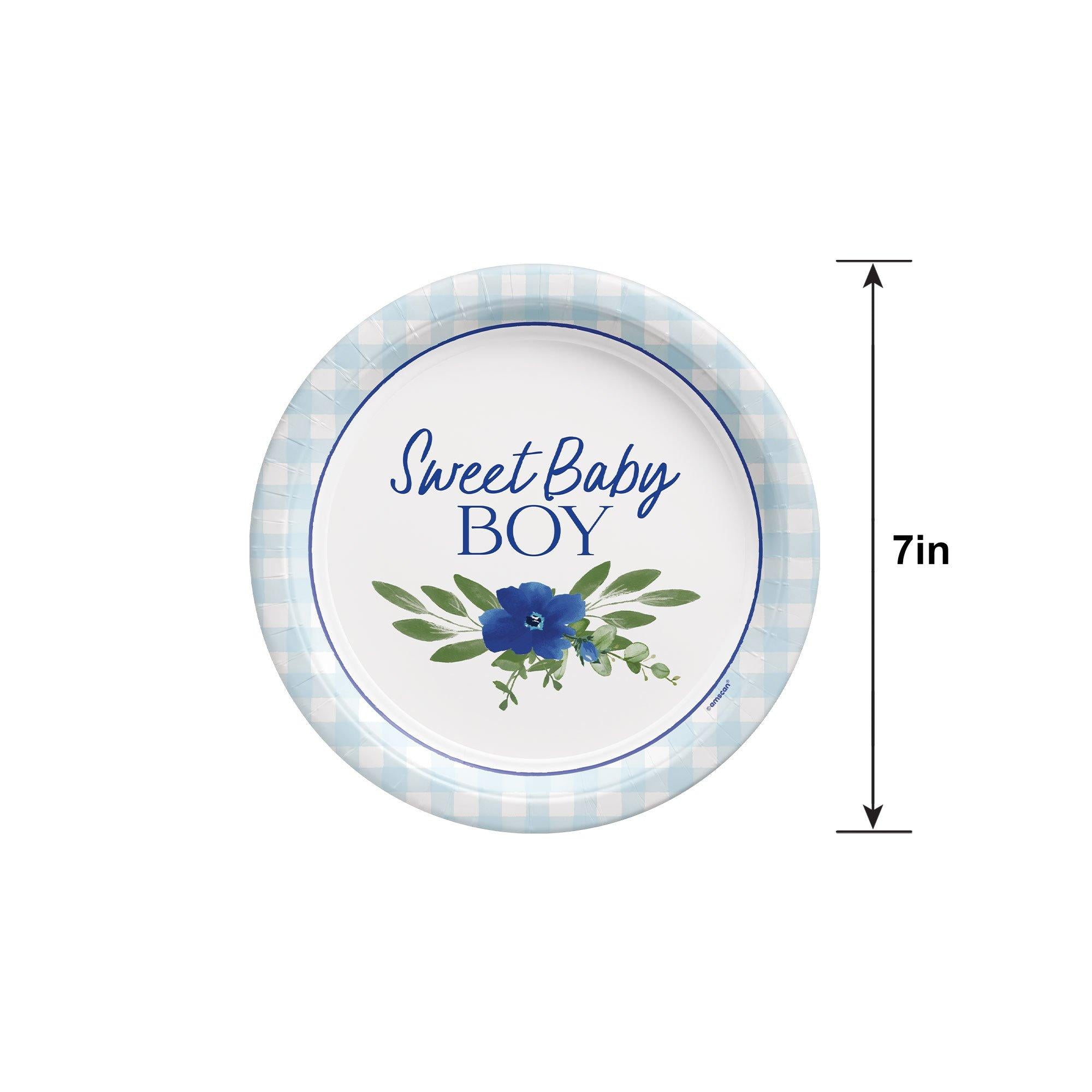 Sweet Baby Boy Baby in Bloom Baby Shower Paper Dessert Plates. 7in. 8ct - Image 3