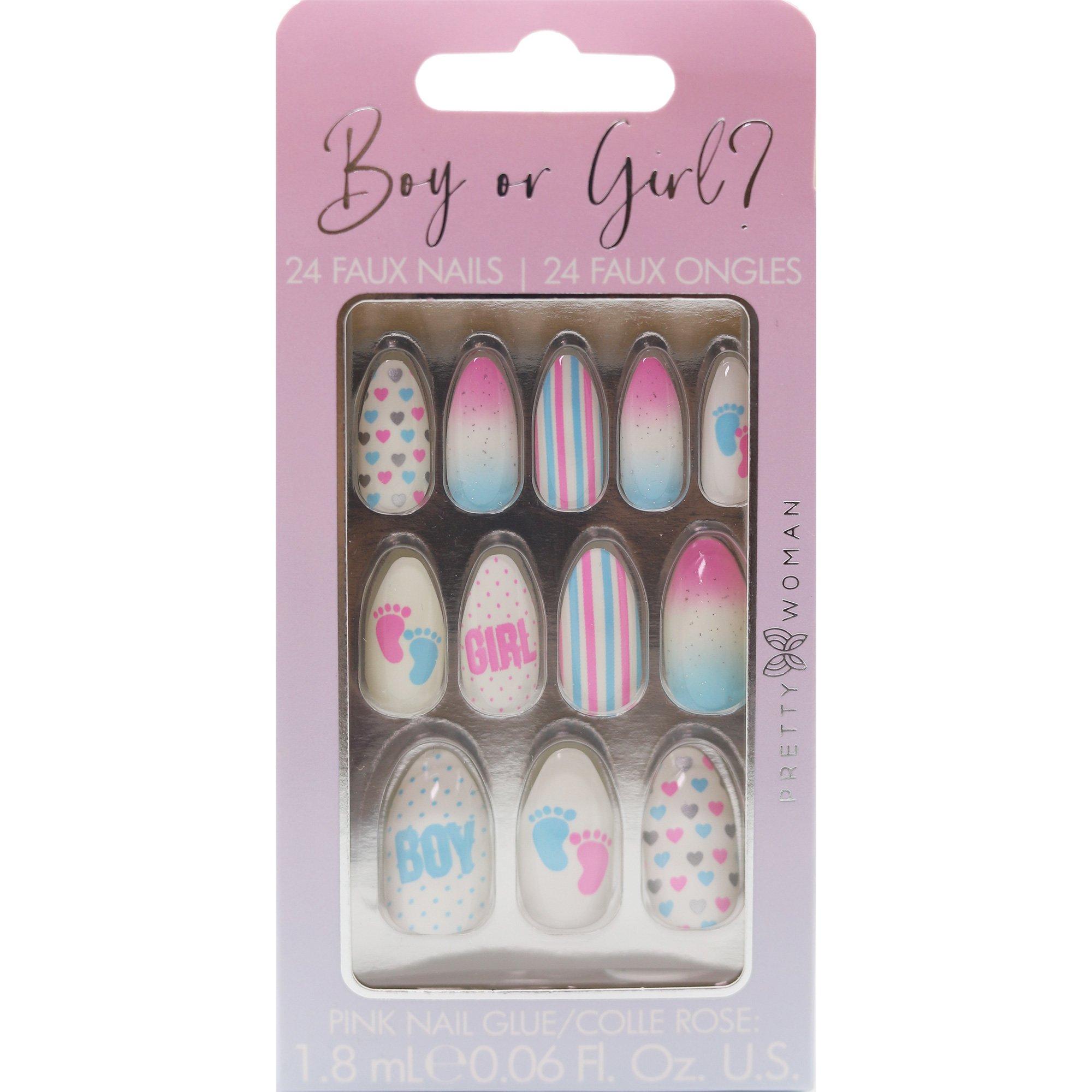 Boy or Girl? Gender Reveal Faux Nail Set. 24pc - Image 2