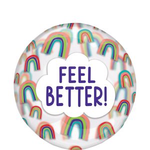 Feel Better Rainbow Plastic Balloon. 18in - Clearz™