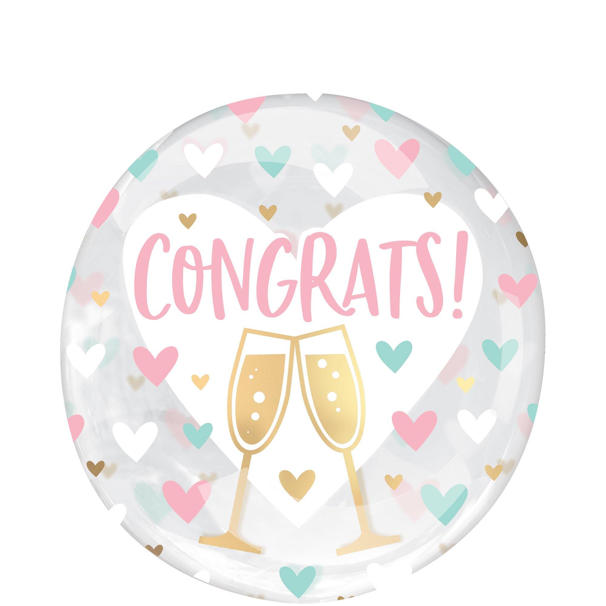 Congrats Hearts Plastic Balloon. 18in - Clearz™