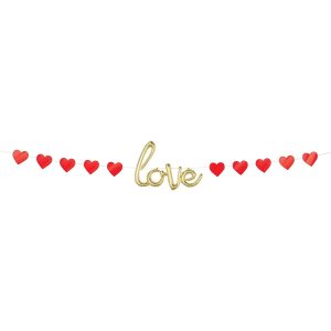 Air-Filled Gold Love Valentine's Day Letter Balloon Banner. 16ft