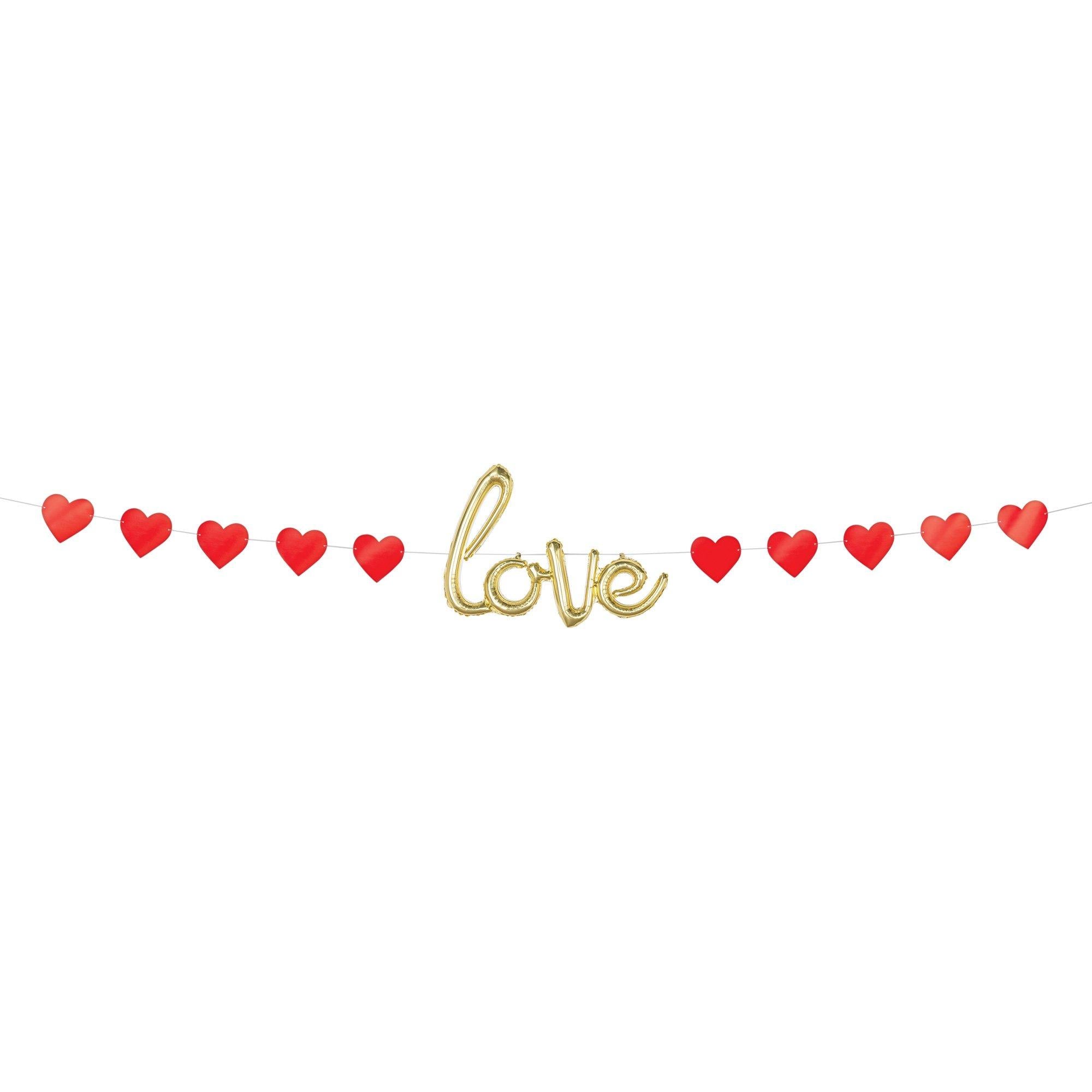 Air-Filled Gold Love Valentine's Day Letter Balloon Banner. 16ft