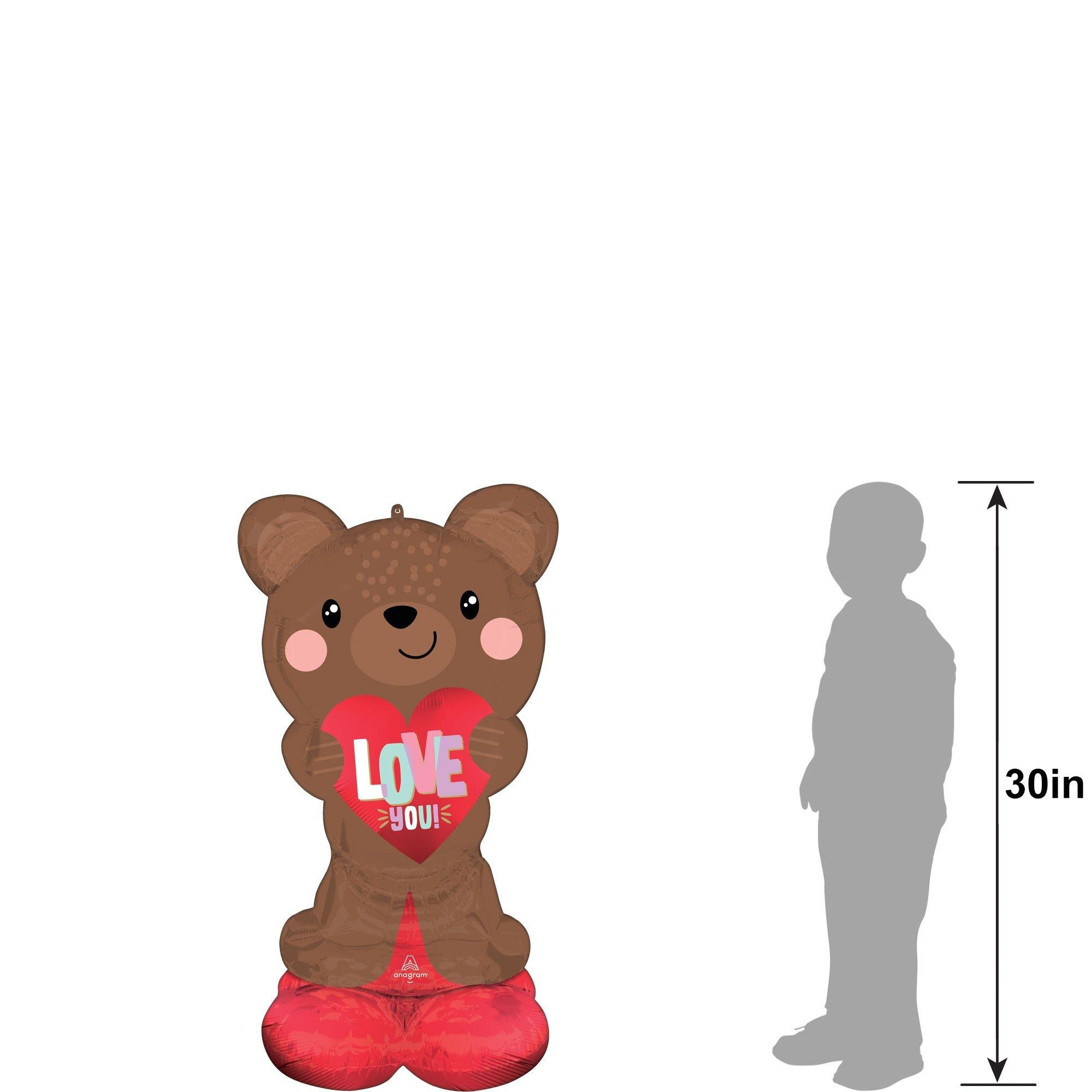 AirLoonz Valentine's Day Brown Bear Foil Balloon - Image 4