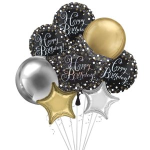 Premium Sparkling Celebration Birthday Foil Balloon Bouquet. 8pc