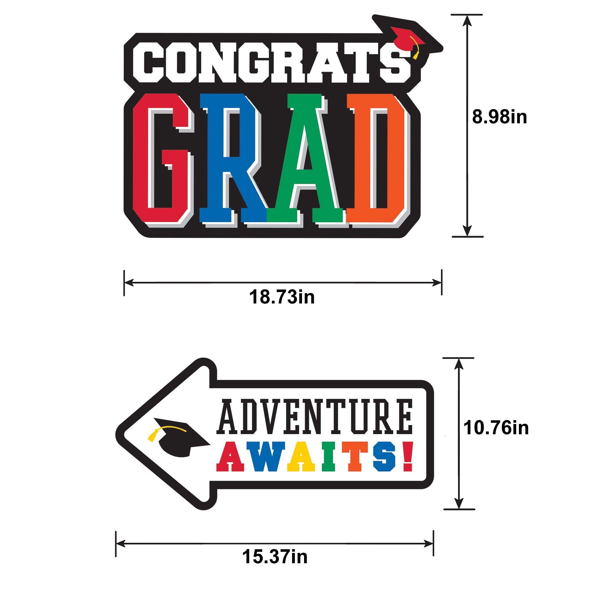 Multicolor Congrats Grad Corrugated Plastic Yard Sign Set. 4pc - Image 3