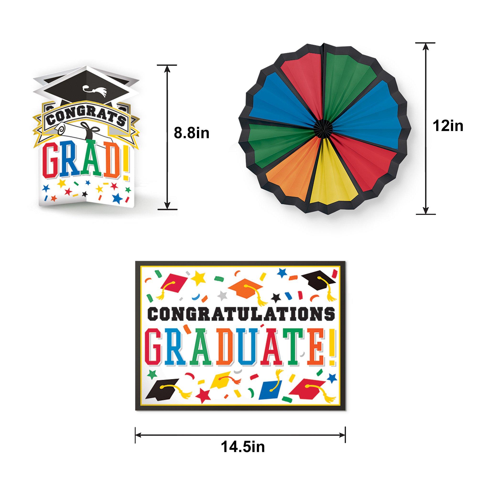 Multicolor Congrats Grad Room Decorating Kit. 10pc - Image 3