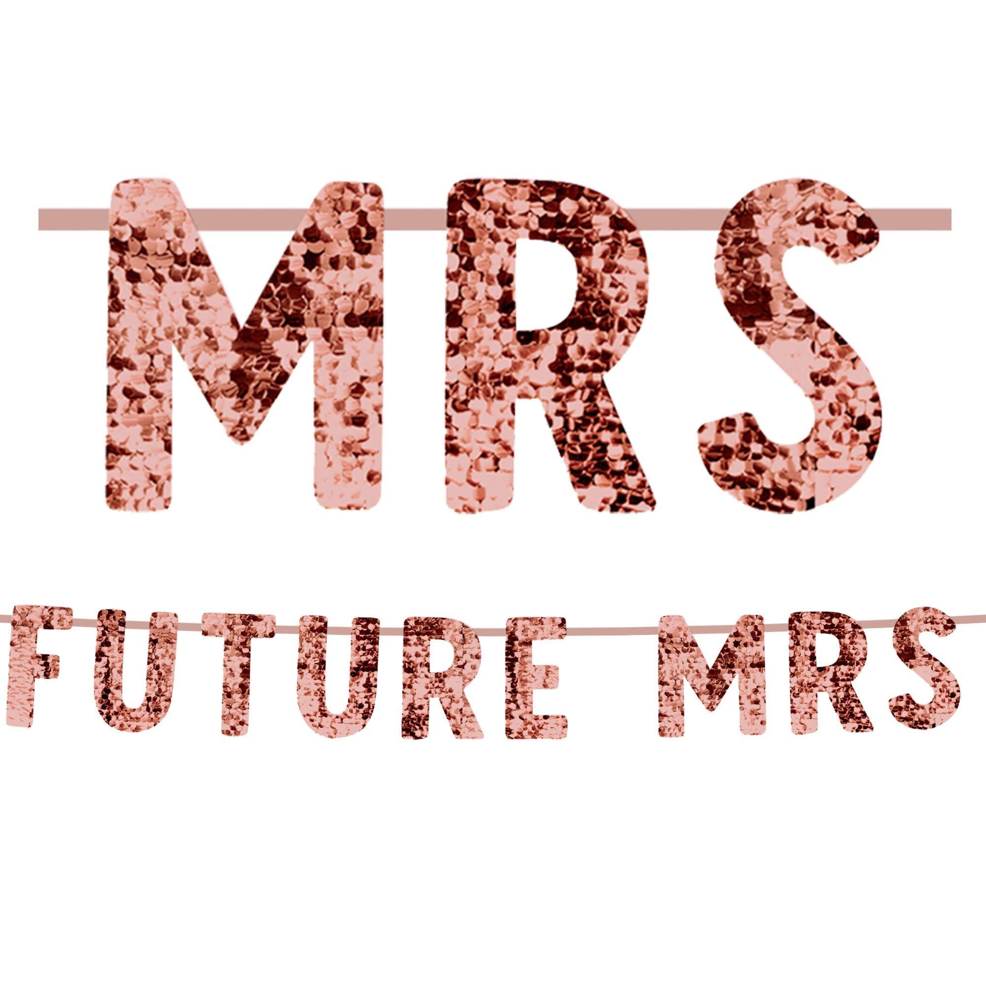 Rose Gold Future Mrs. Bachelorette Party Sequin Letter Banner. 12ft