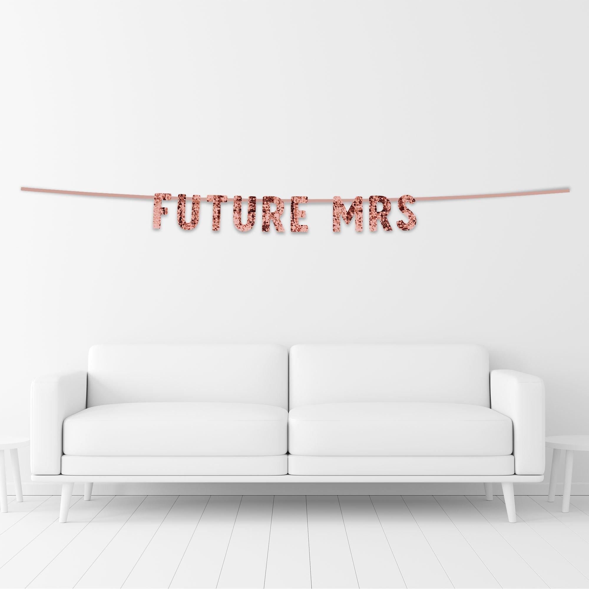 Rose Gold Future Mrs. Bachelorette Party Sequin Letter Banner. 12ft - Image 2