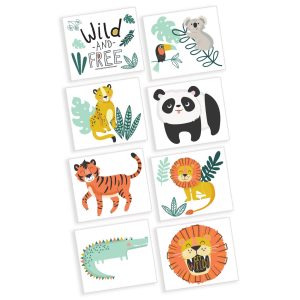 Get Wild Jungle Temporary Tattoos. 3 Sheets. 24ct