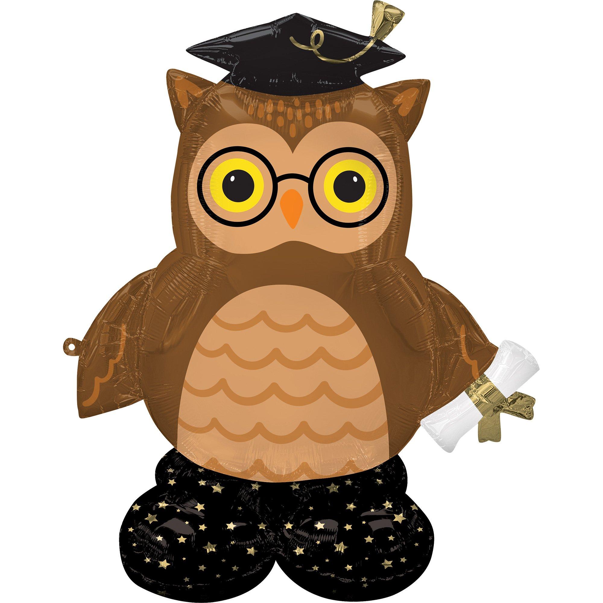 AirLoonz Wise Owl Graduation Foil Balloon. 44in