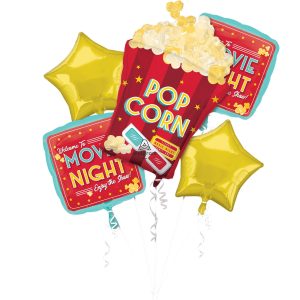 Movie Night Foil Balloon Bouquet. 5pc