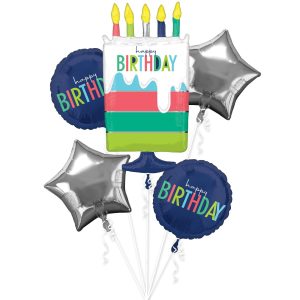 Modern Birthday Foil Balloon Bouquet. 5pc