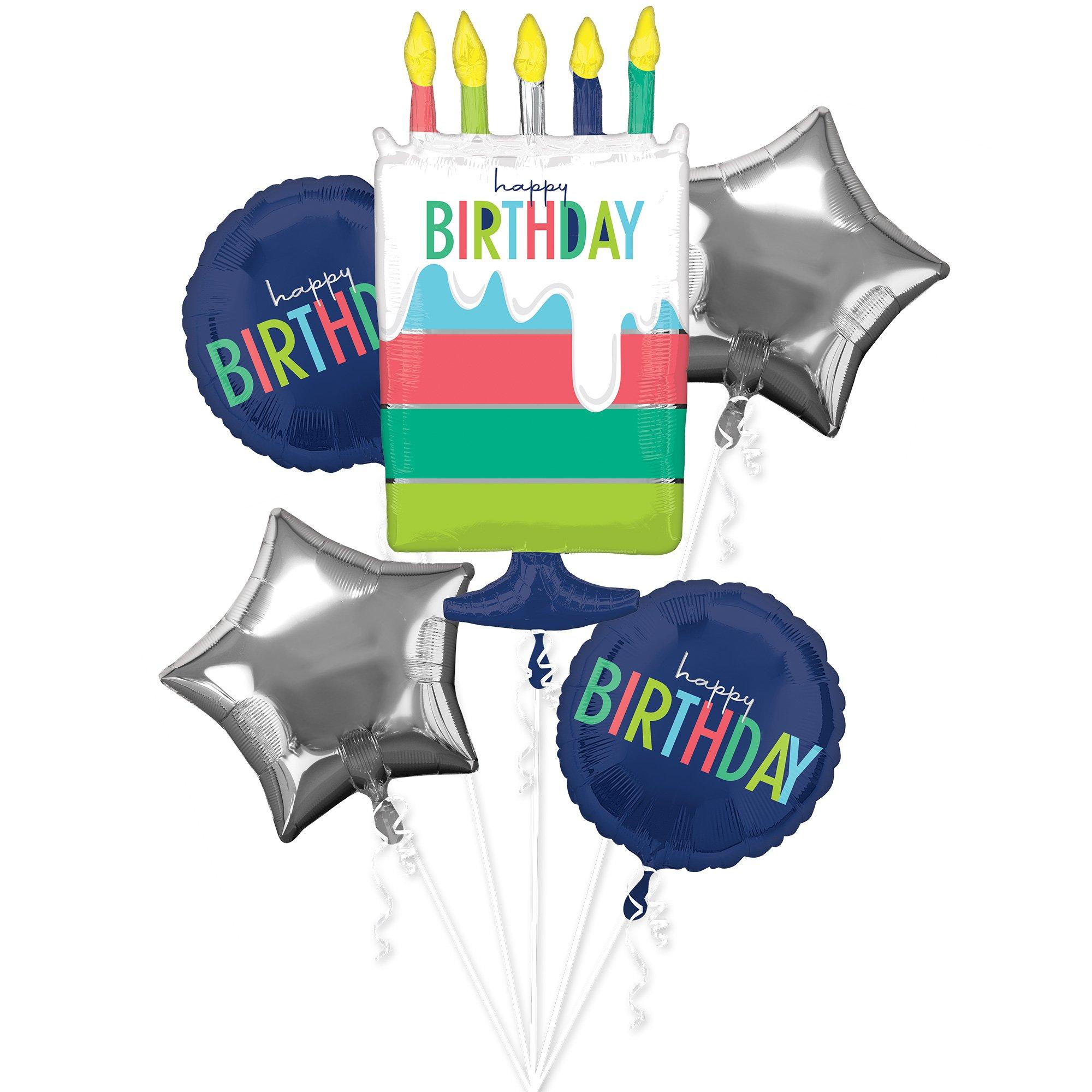 Modern Birthday Foil Balloon Bouquet. 5pc