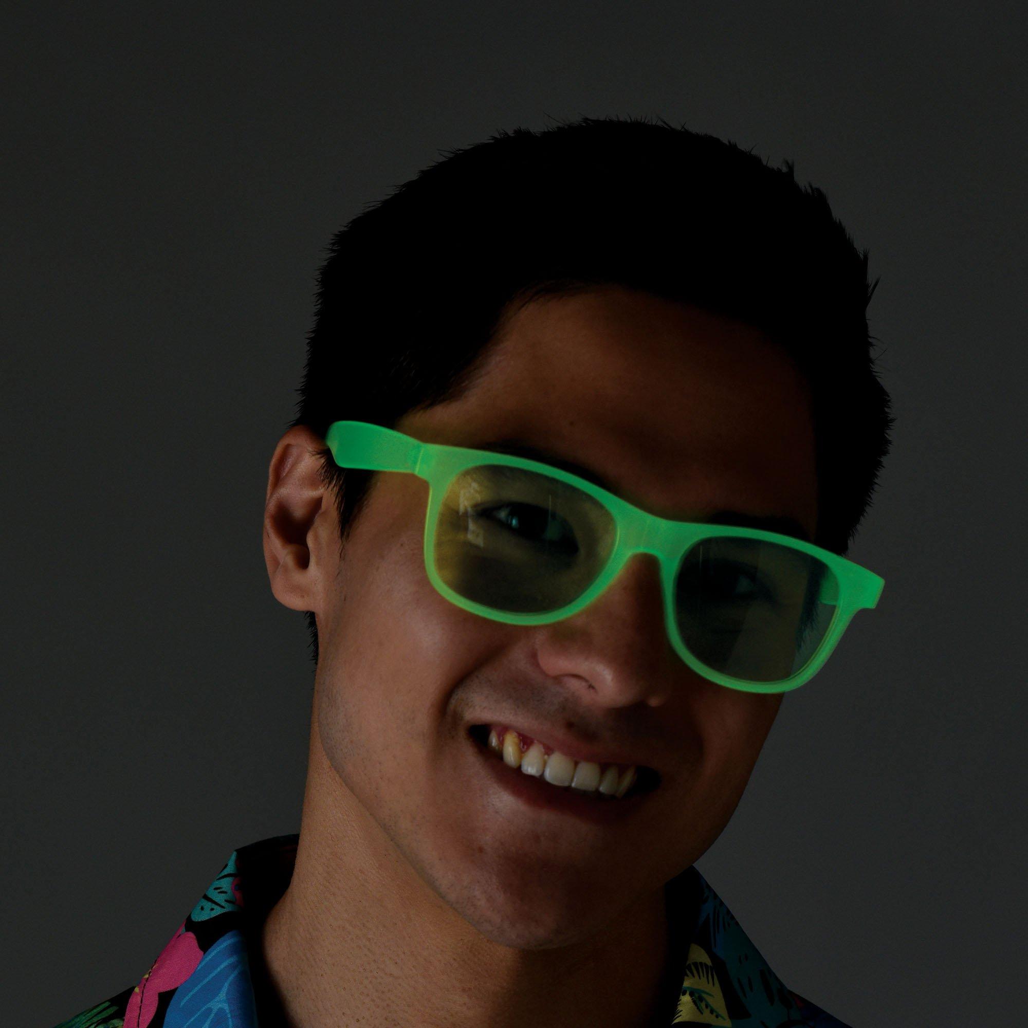 Glow-in-the-Dark Plastic Sunglasses. 5.7in. 6ct - Beach Life - Image 3