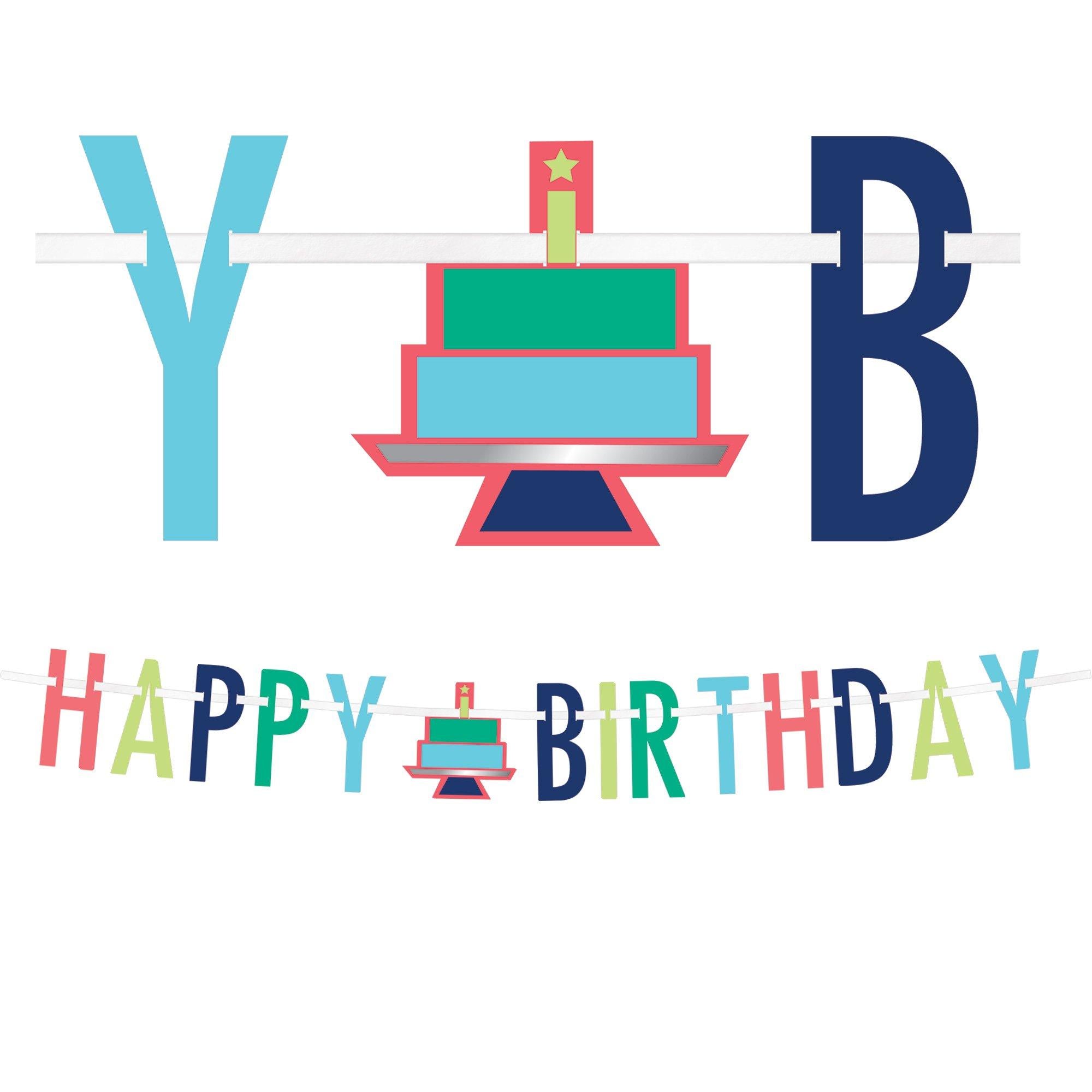 Happy Birthday Cardstock Letter Banner. 12ft - Modern Birthday