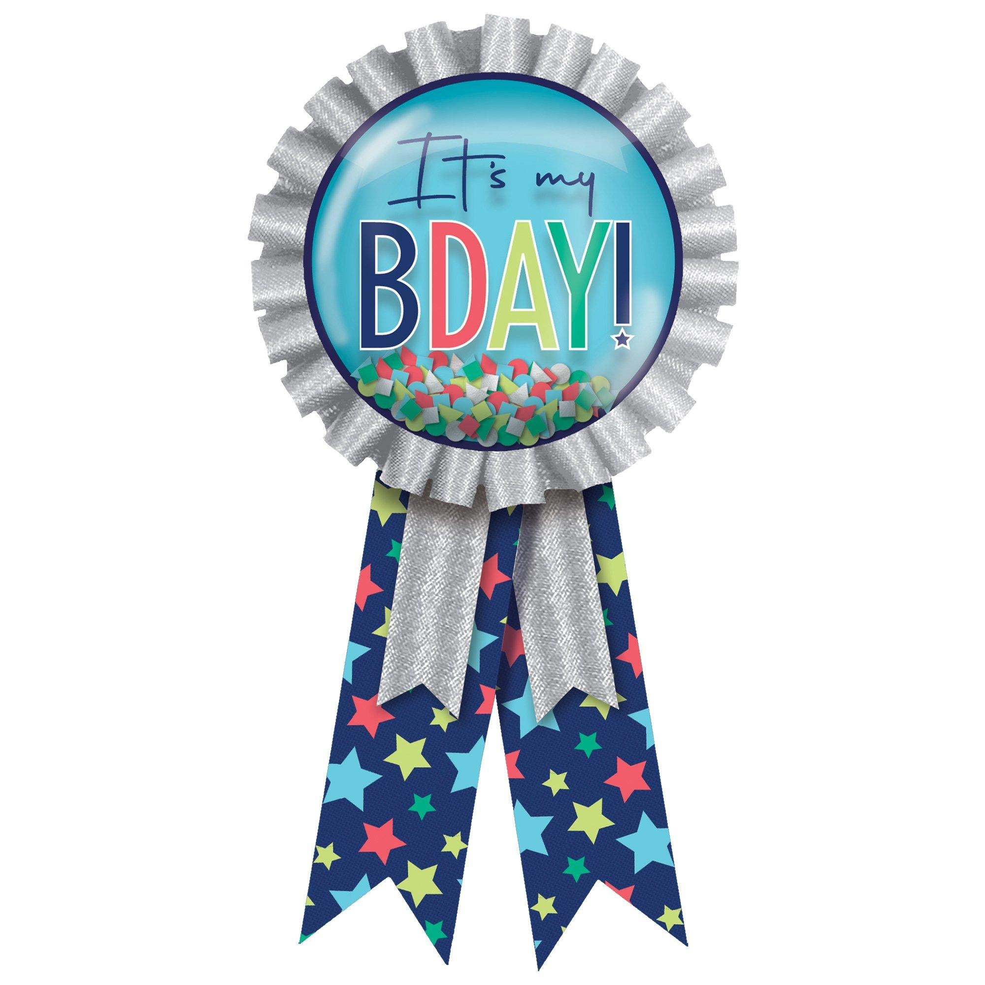 It's My Bday Confetti Award Ribbon. 5.5in - Modern Birthday