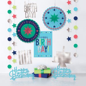 Modern Birthday Room Decorating Kit. 10pc
