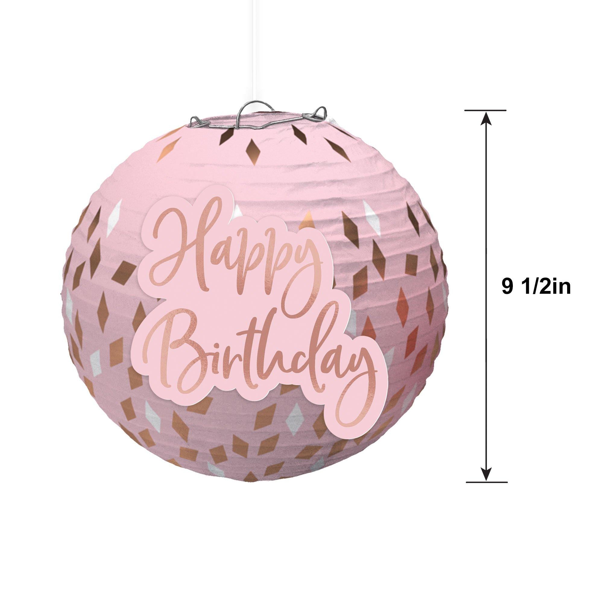 Blush Birthday Paper Lanterns. 9.5in. 3ct - Image 2