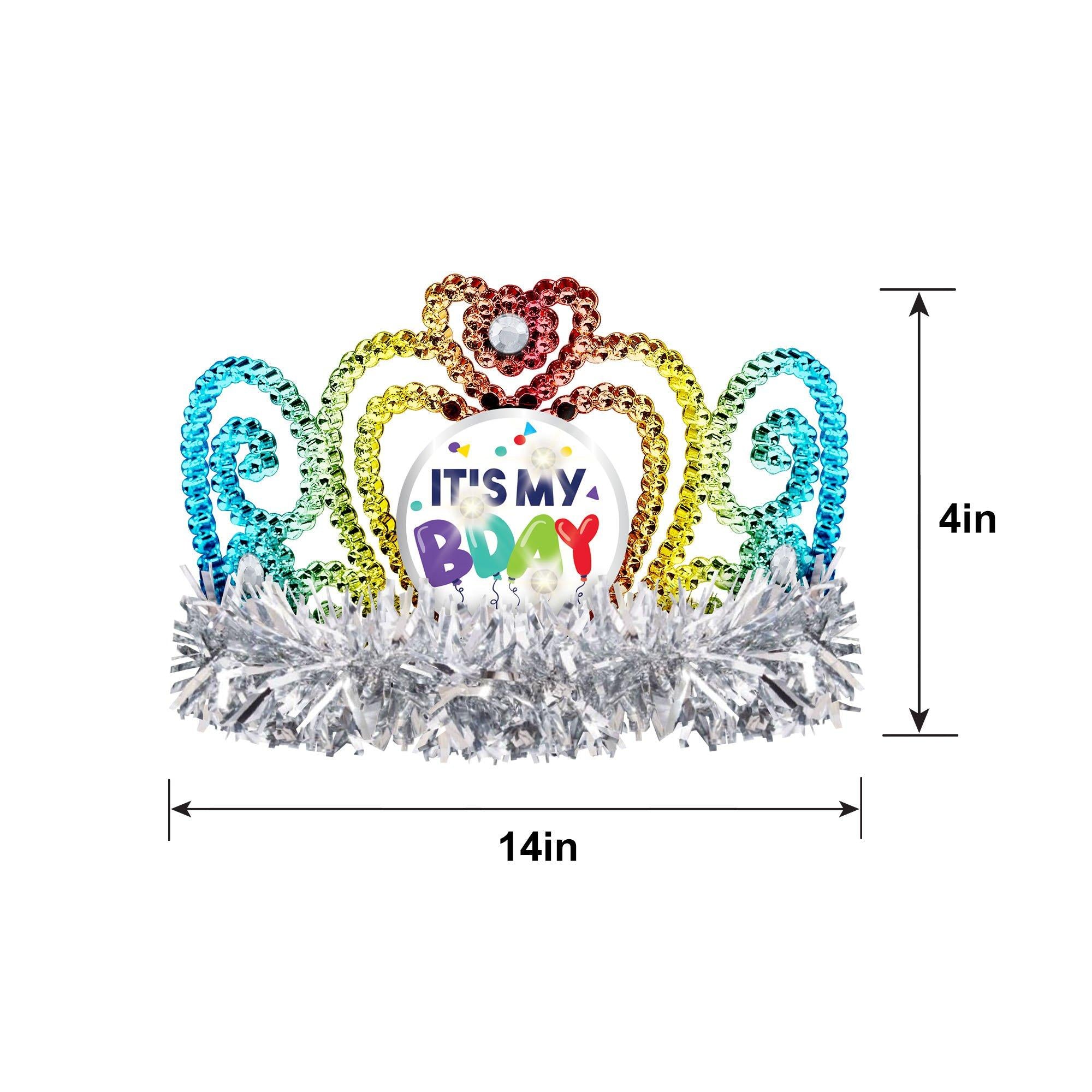 Light-Up Balloon Birthday Celebration Tinsel Tiara. 4in - Image 2