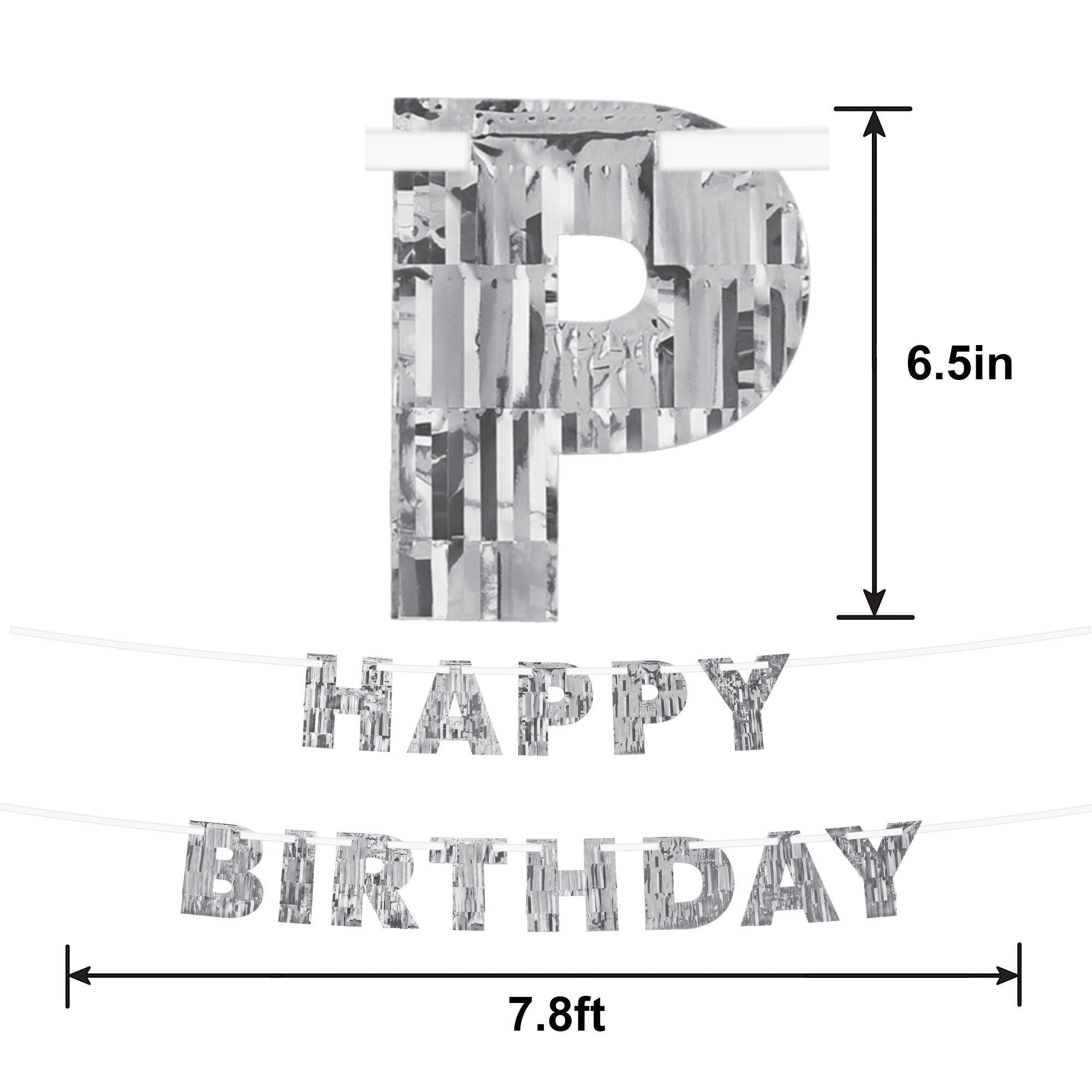 Silver Fringe Happy Birthday Banner. 7.8ft. 2ct - Sparkling Celebration - Image 3