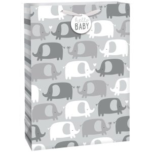 Extra Large Hello Baby Elephant Gift Bag .12.5in x 17in