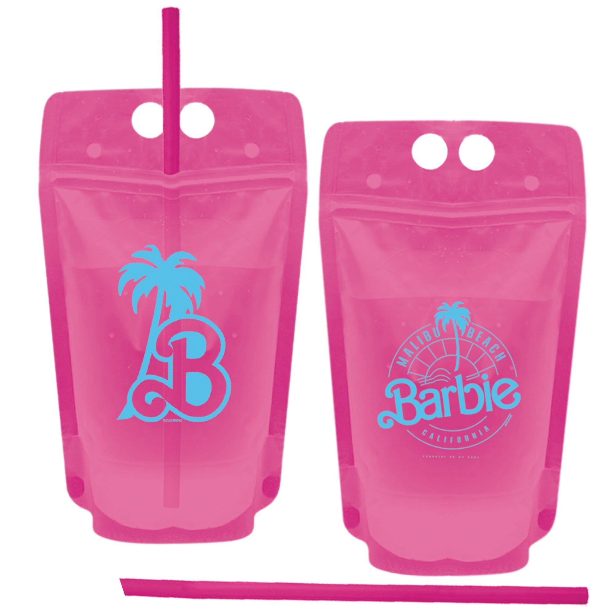 Malibu Barbie Plastic Drink Pouches. 16.9oz. 8ct