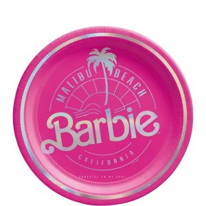 Metallic Malibu Barbie Paper Dessert Plates. 7in. 8ct