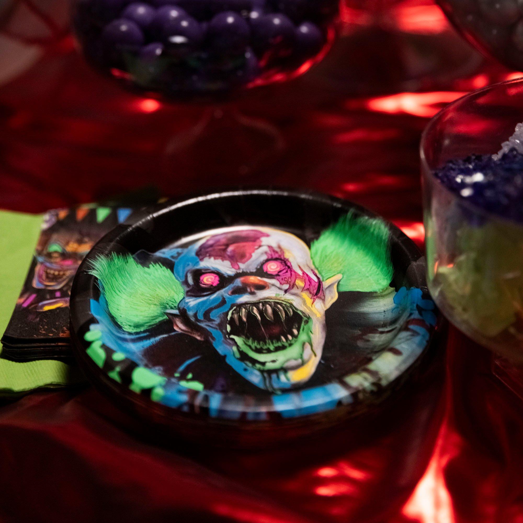 Creepy Carnival Black Light Reactive Paper Dessert Plates. 6.75in. 20ct - Image 2