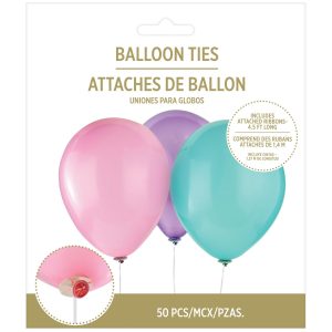 Balloon Ties with Ribbon. 50ct