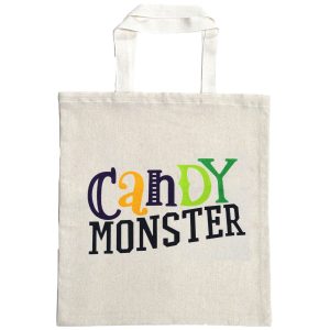 Candy Monster Cotton Tote Treat Bag. 14in x 16in