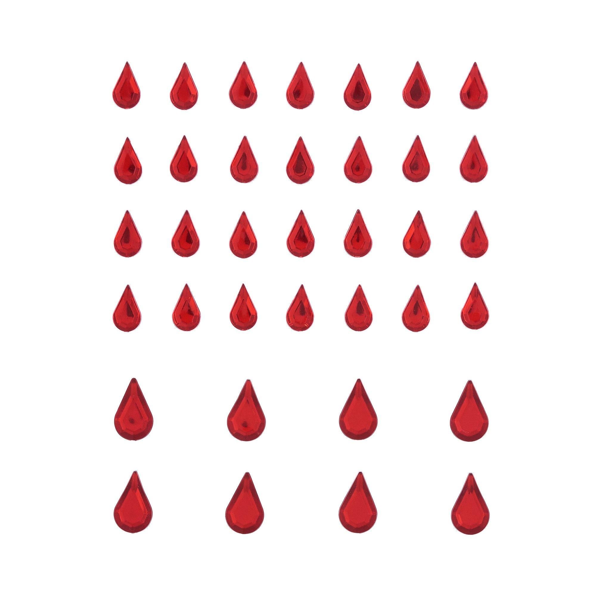 Red Teardrop Face Jewels. 36pc - Image 2
