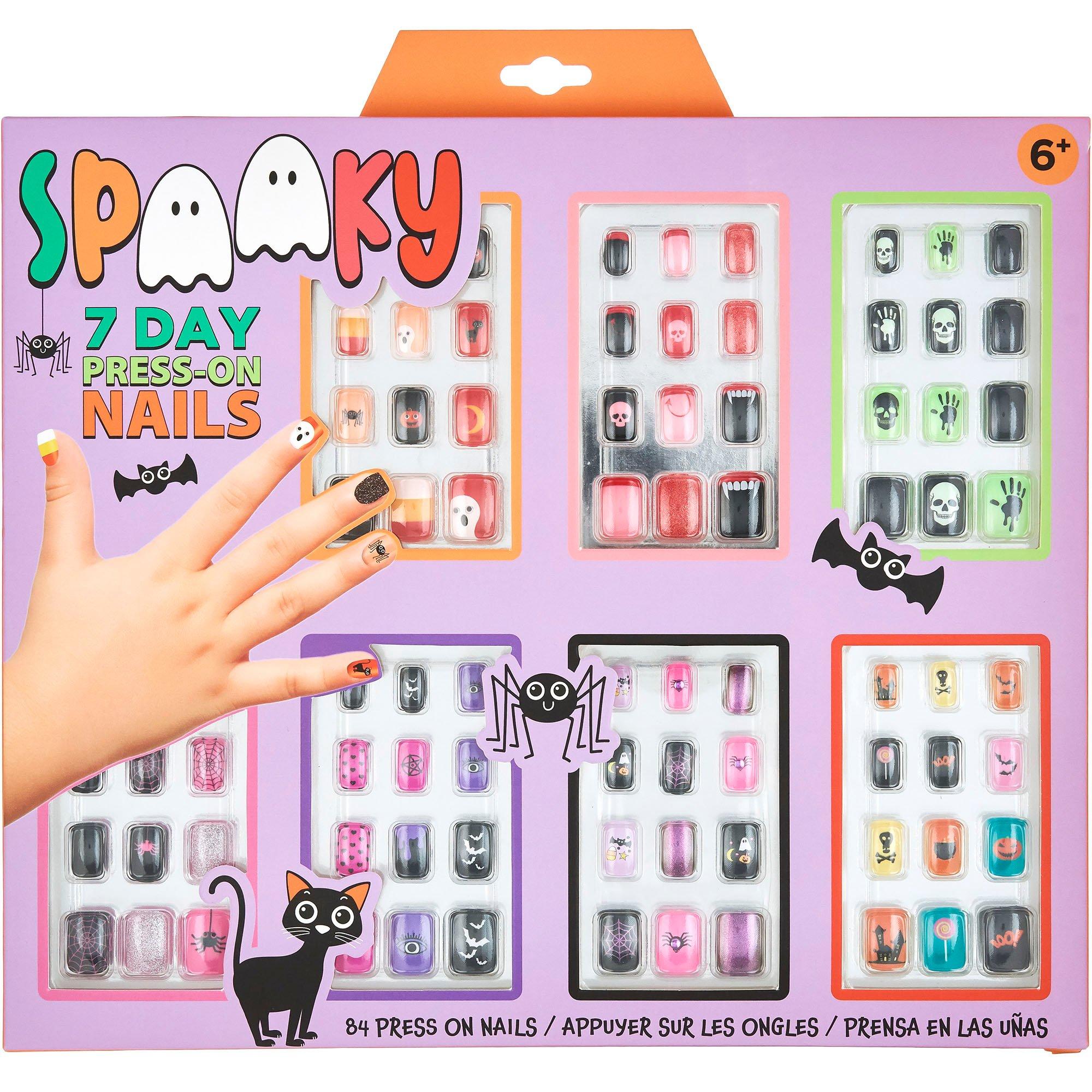 Kids' Spooky Halloween 7-Day Press-On Nails. 84pc