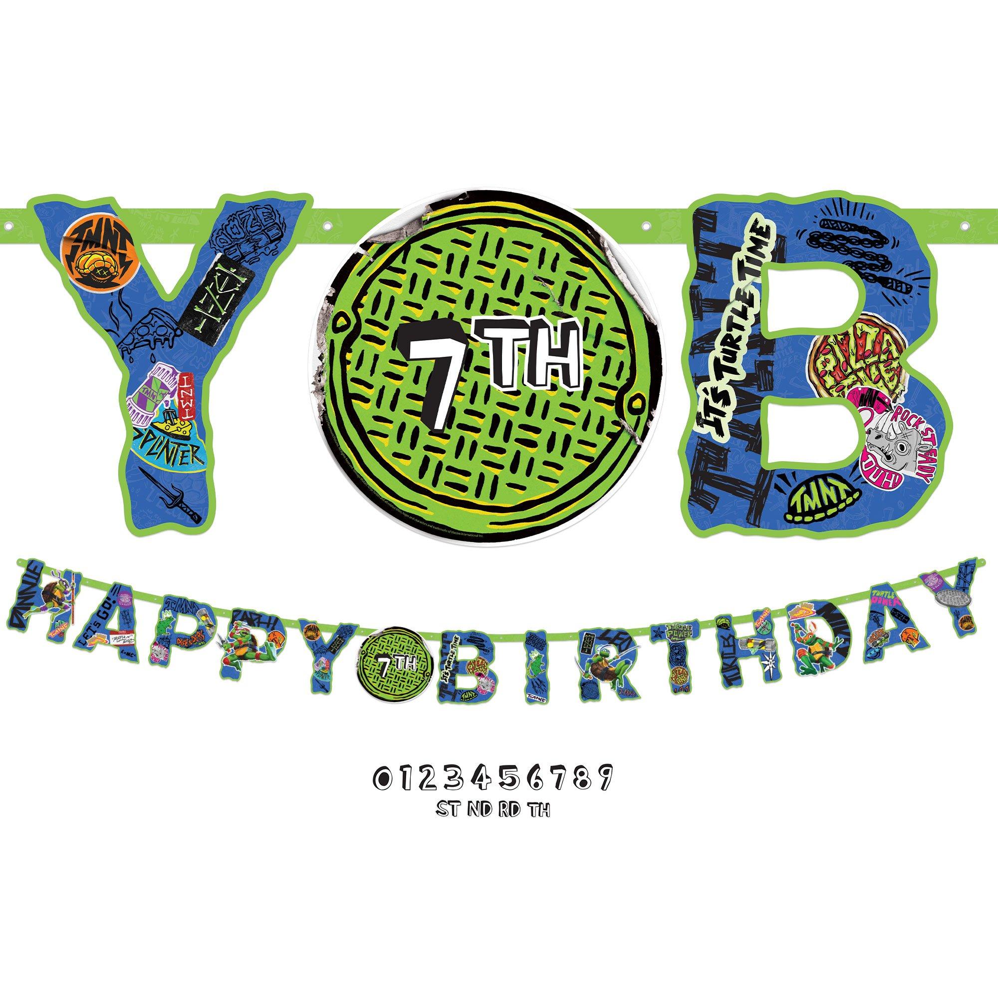 TMNT Add an Age Cardstock Birthday Banner Kit. 10ft - Teenage Mutant Ninja Turtles: Mutant Mayhem
