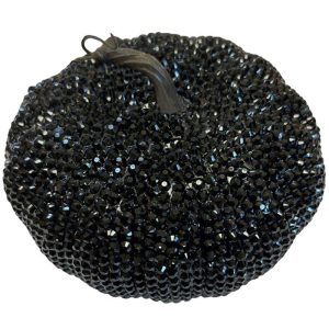 Rhinestone Black Plastic Pumpkin. 7.3in x 5.2in