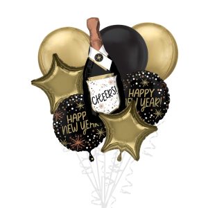 Premium New Year Confetti Foil Balloon Bouquet. 8pc