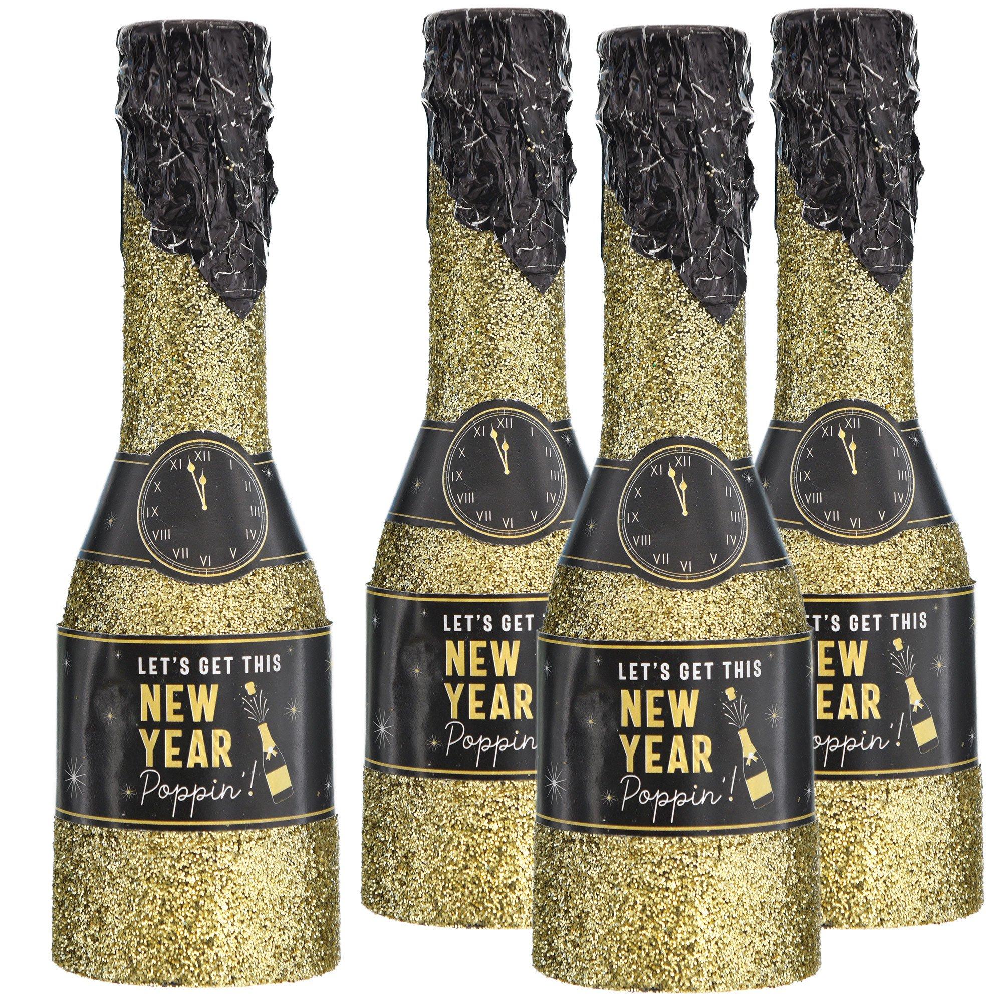 Glitter New Year's Eve Bottle Confetti Poppers. 4ct