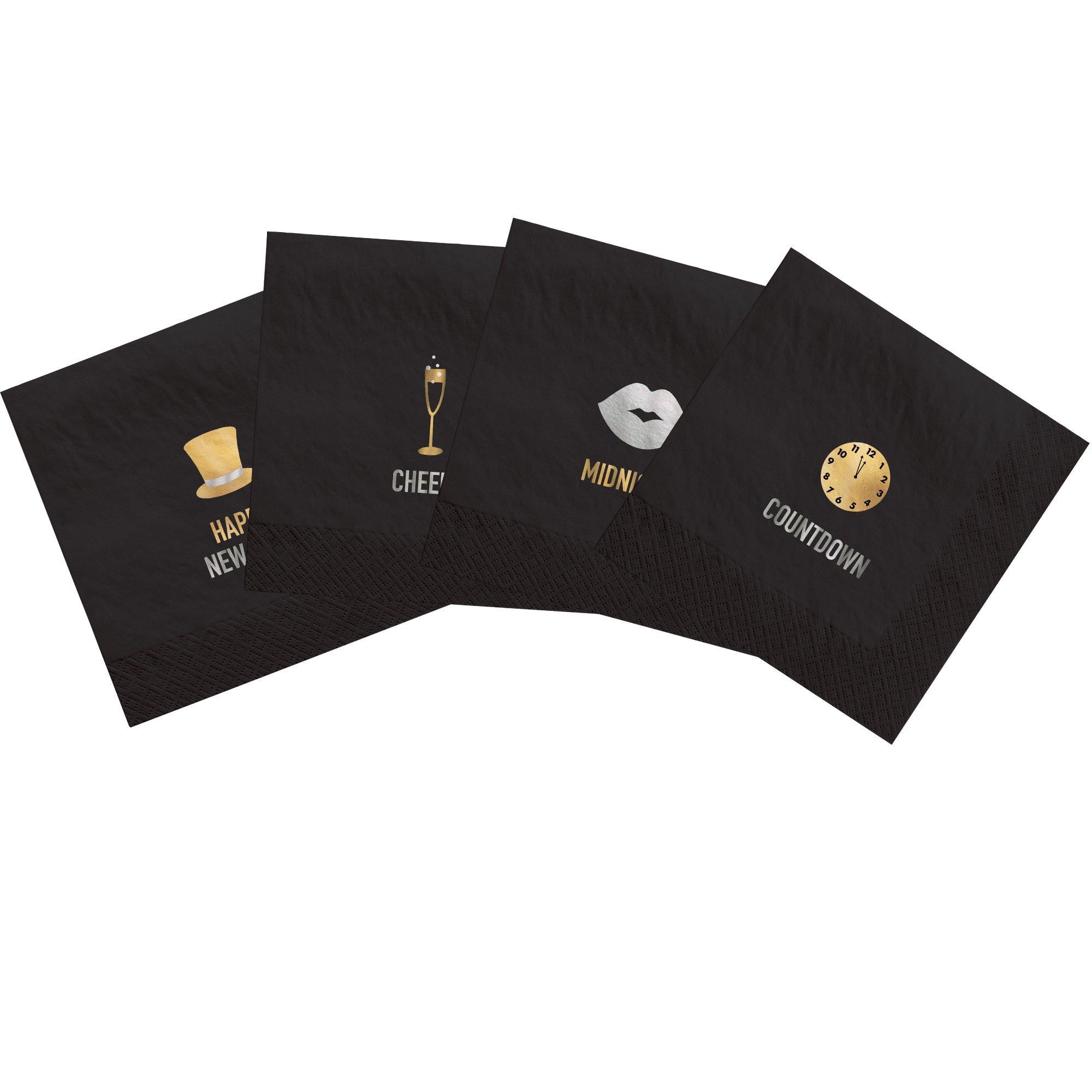 New Year's Eve Edgy Bar Paper Beverage Napkins. 5in. 50ct
