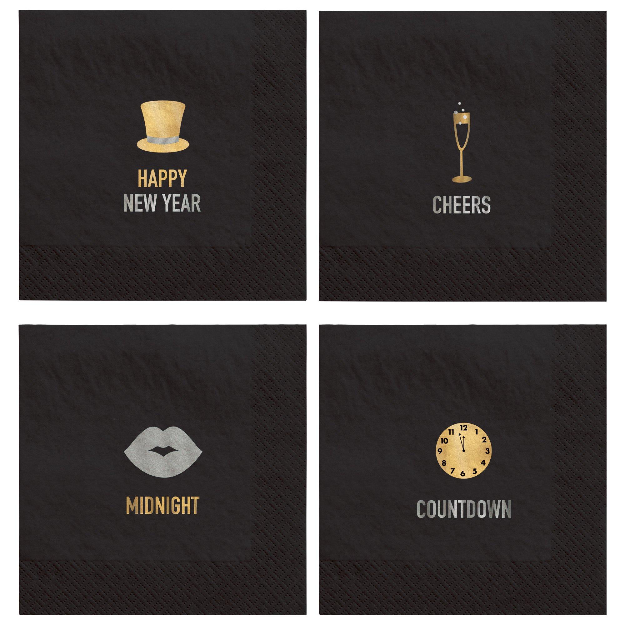 New Year's Eve Edgy Bar Paper Beverage Napkins. 5in. 50ct - Image 2