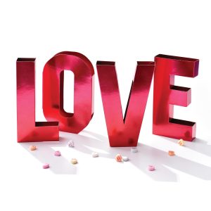 Metallic Red Love Cardboard Centerpiece. 8in Letters