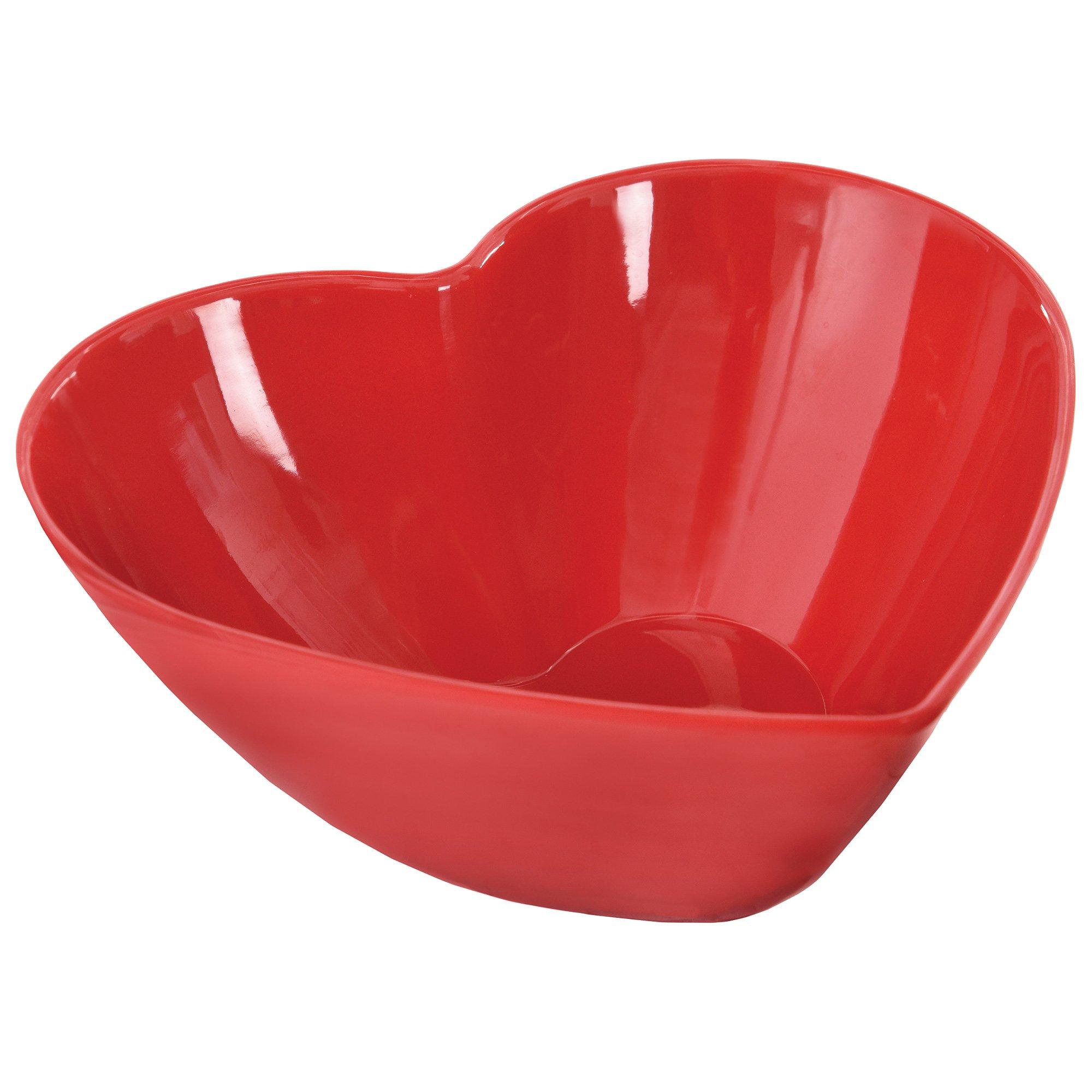 Red Heart-Shaped Melamine Bowl. 6.89in