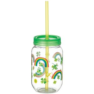 St. Patrick's Day Lucky Mason Jar Cup. 18.5oz
