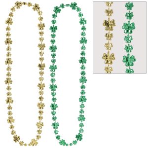 Shamrock St. Patrick's Day Bead Necklaces. 32in. 2ct