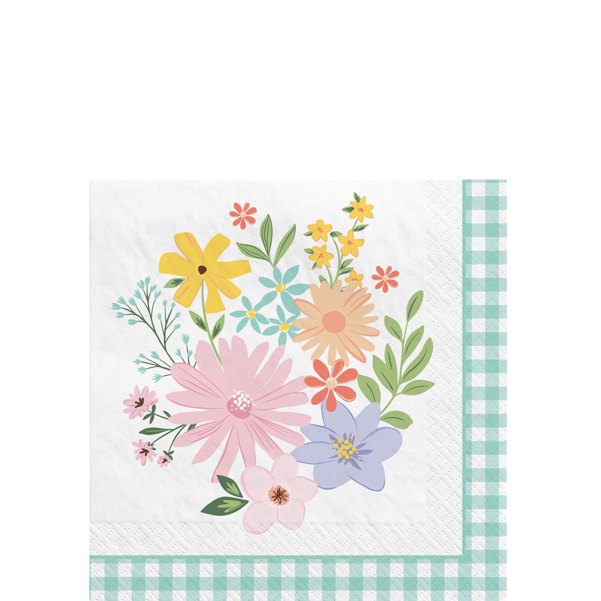 Springtime Blooms Paper Beverage Napkins. 5in. 16ct