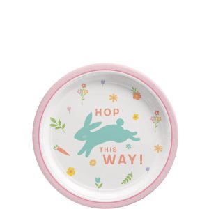 Hop This Way Easter Paper Dessert Plates. 7in. 8ct - Easter Wishes