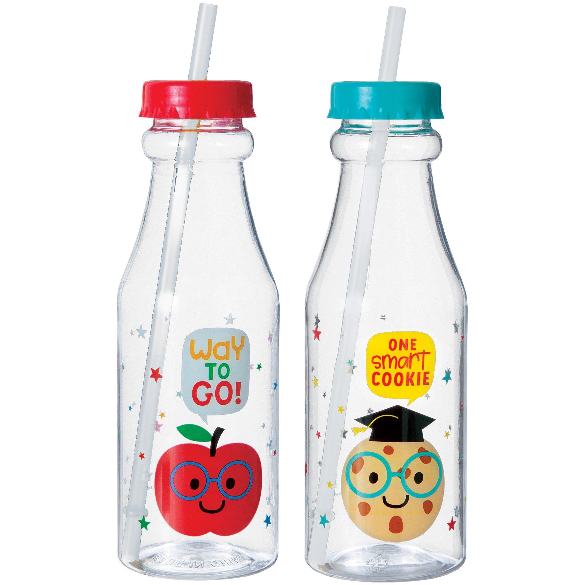 Graduation Fun Plastic Bottle with Straw. 16oz