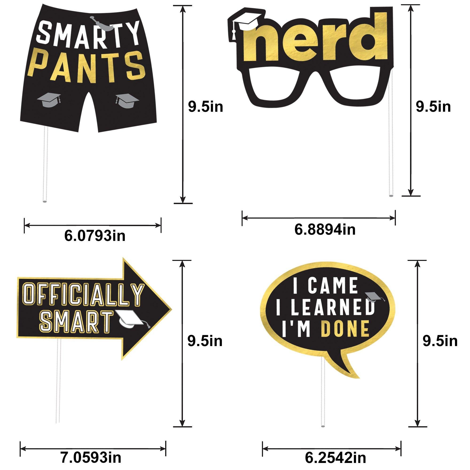 Black. Silver & Gold Graduation Photo Props. 13pc - Image 3