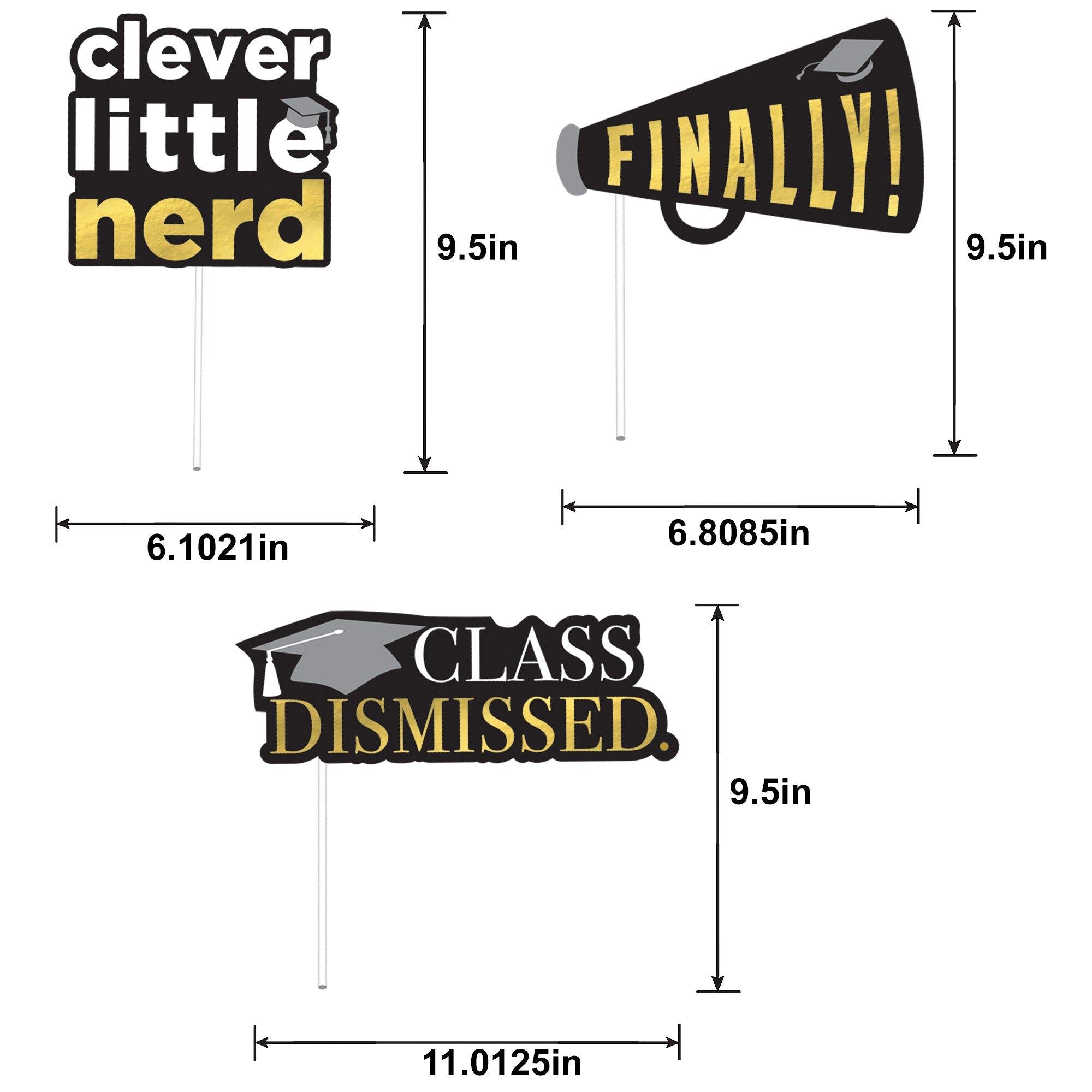 Black. Silver & Gold Graduation Photo Props. 13pc - Image 4