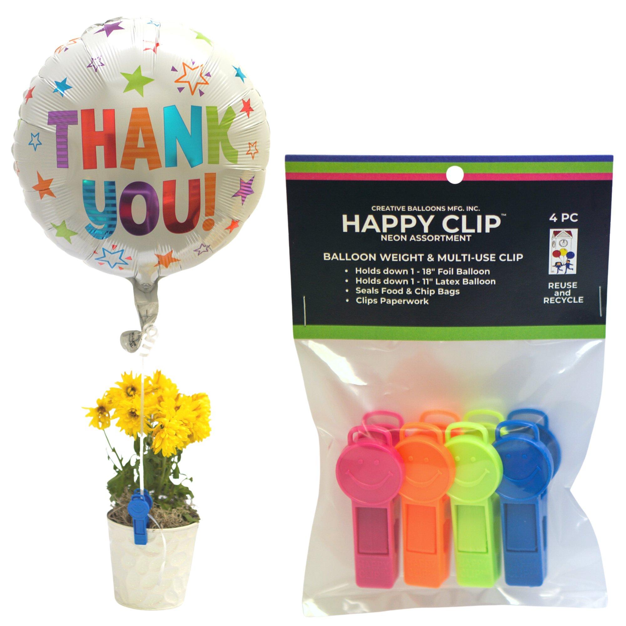 Neon Happy Clip Balloon Weights. 4ct - Image 2